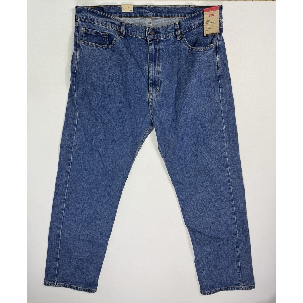 Levis 505 Regular Fit Mens 40x30 Blue Denim Jeans NWT Stretch Straight Workwear